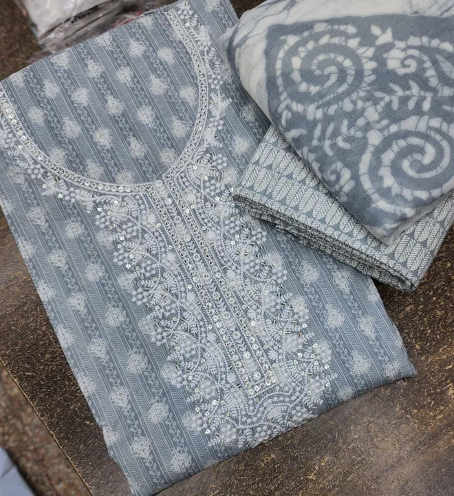 Grey Embroidery Suit Cotton  uploaded by Zuberiya Global on 8/22/2023