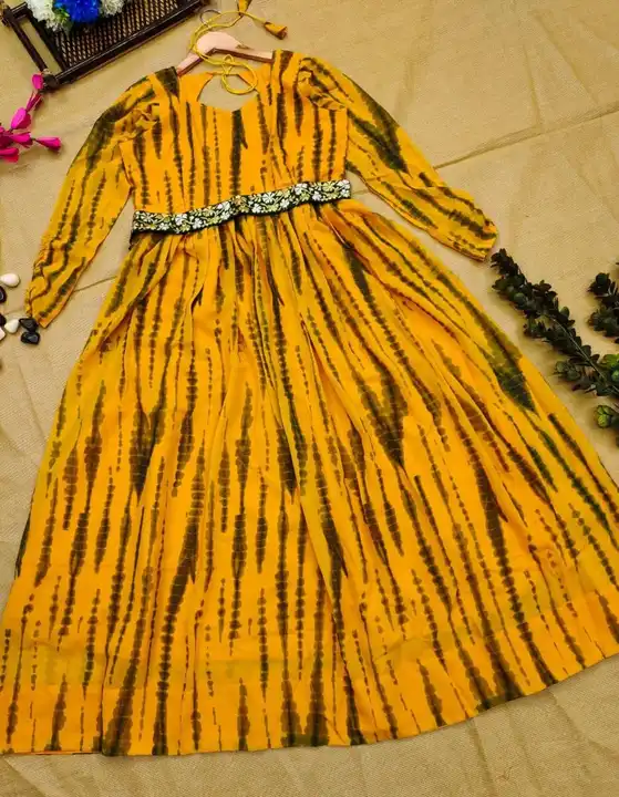 Design number 437

*TYE AND DYE BELT*🥳

Featuring georgette maxi Dress with finely curated Embroide uploaded by Villa outfit on 8/22/2023