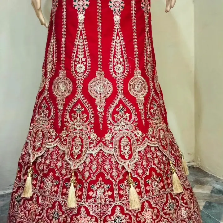 *Velvet lahenga choli with heavy work with diamond+latkan*

*Single cancan*

*Red maroon colour only uploaded by Humera fashion on 8/22/2023