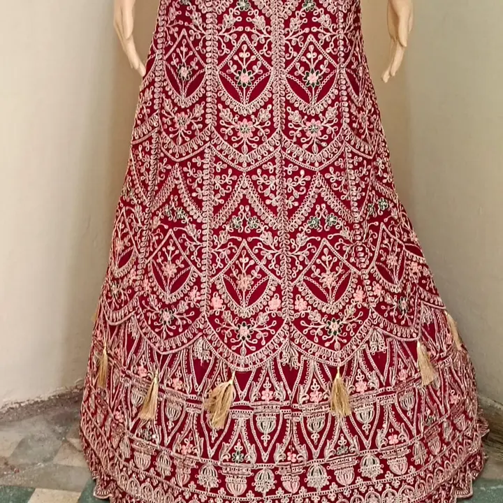 *Velvet lahenga choli with heavy work with diamond+latkan*

*Single cancan*

*Red maroon colour only uploaded by business on 8/22/2023