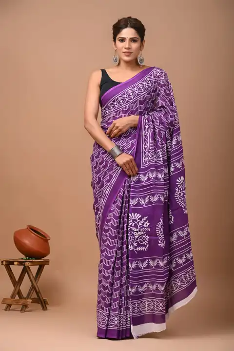 Pure Cotton Hand Block Print Saree With blouse Piece  uploaded by SHREE GOVIND COLLECTION on 8/22/2023
