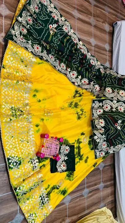 8619261378 message meWp New launched beautiful heavy d-chinon fabric full on gottapatti work 
Trad  uploaded by Nayla Gota Patti, Jaipur on 8/22/2023