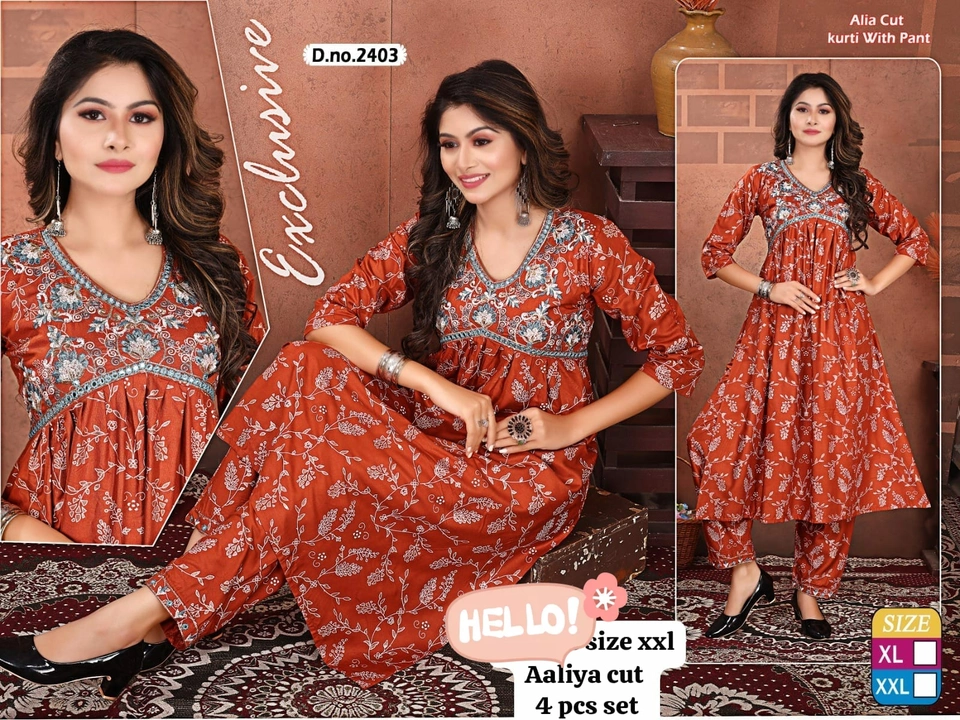 Aliya cut kurti with pant☝️ uploaded by business on 8/22/2023