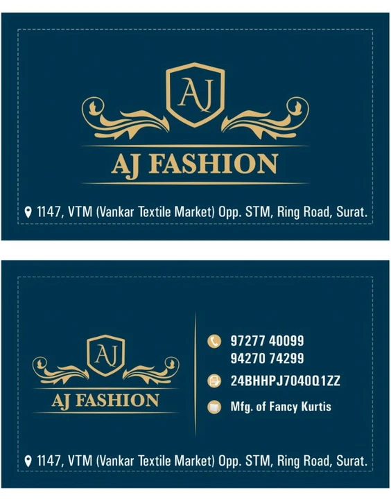 Visiting card store images of AJ FASHION