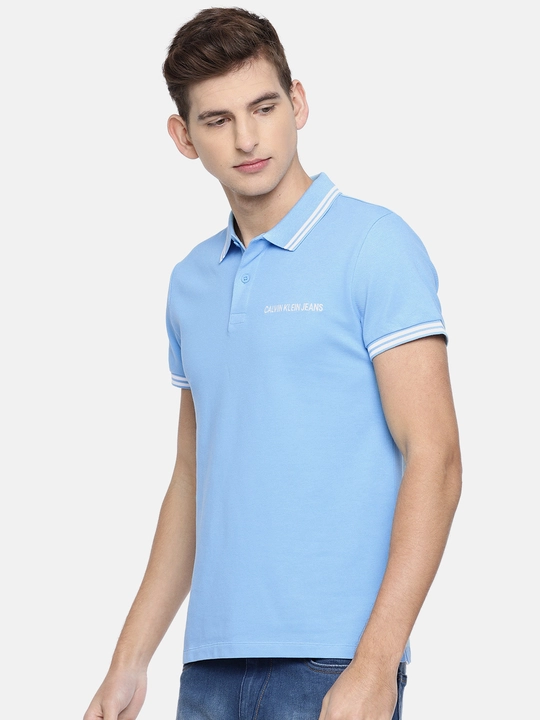 hot button polo collar half sleeve solid sky blue tshirt for men!  uploaded by business on 8/23/2023