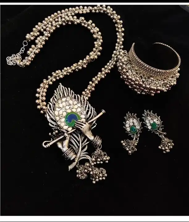 Oxidised long set with earrings and adjustable bracelet  uploaded by Deepsha Jewellery on 8/23/2023