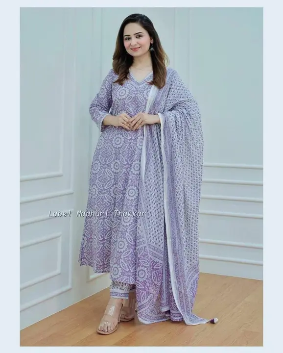 Pure cotton fabric kurta pant and dupatta set  uploaded by Aleexa Outlet on 8/23/2023