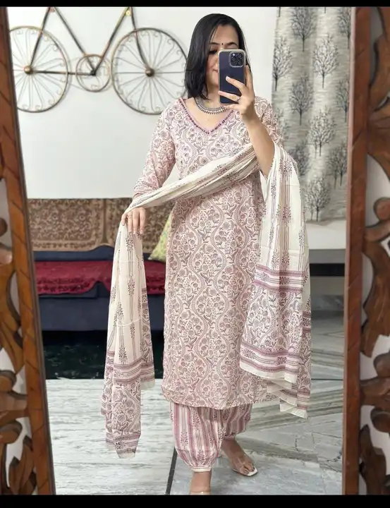 Cotton fabric kurta pant and dupatta set  uploaded by Aleexa Outlet on 8/23/2023