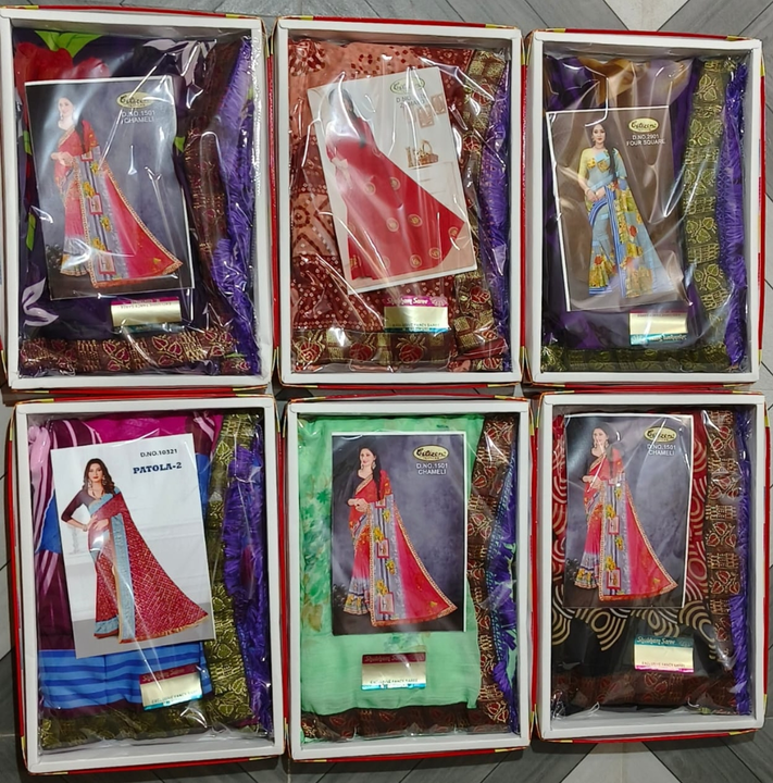 Box saree  uploaded by Jai maa durga textile and Aaradhya manufacturer  on 8/23/2023