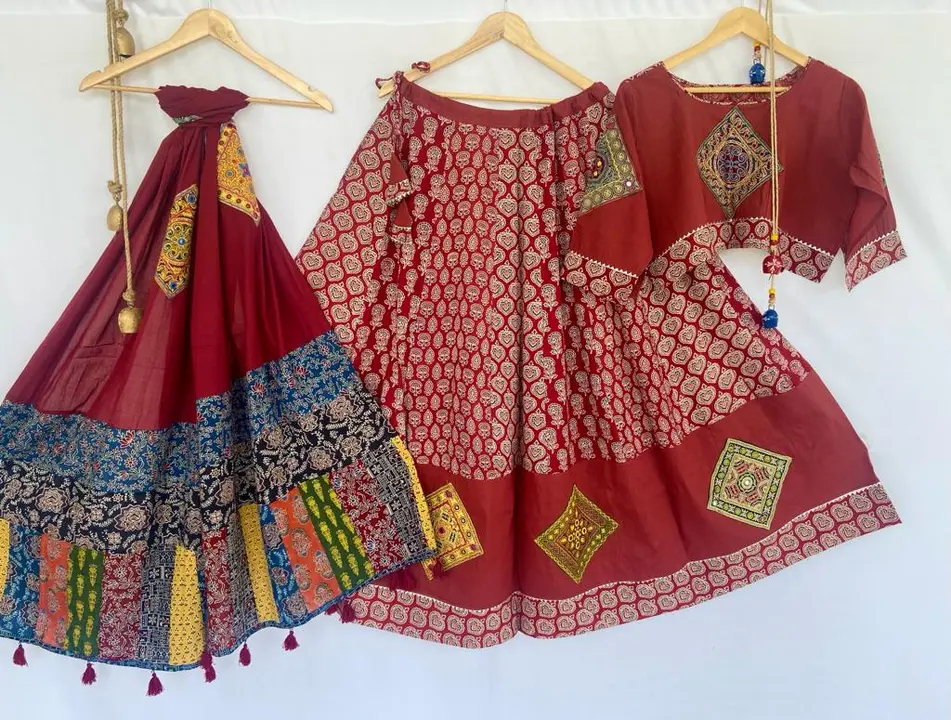 *Navratri collection*

Ajrakh print patch work Chaniya choli with dupatta for this season

Skirt len uploaded by Aanvi fab on 8/23/2023