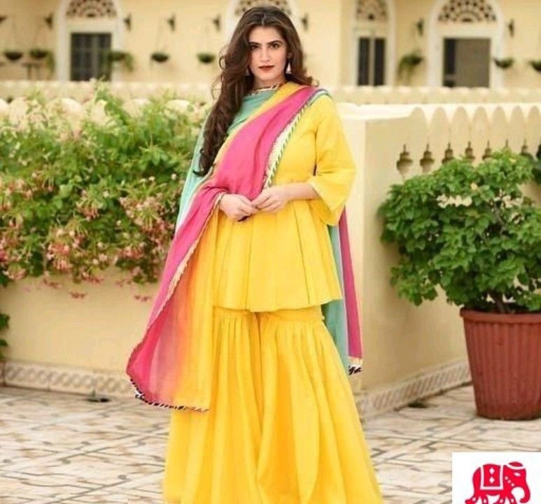 Women solid reyon kurta set with sharara  uploaded by business on 7/16/2020