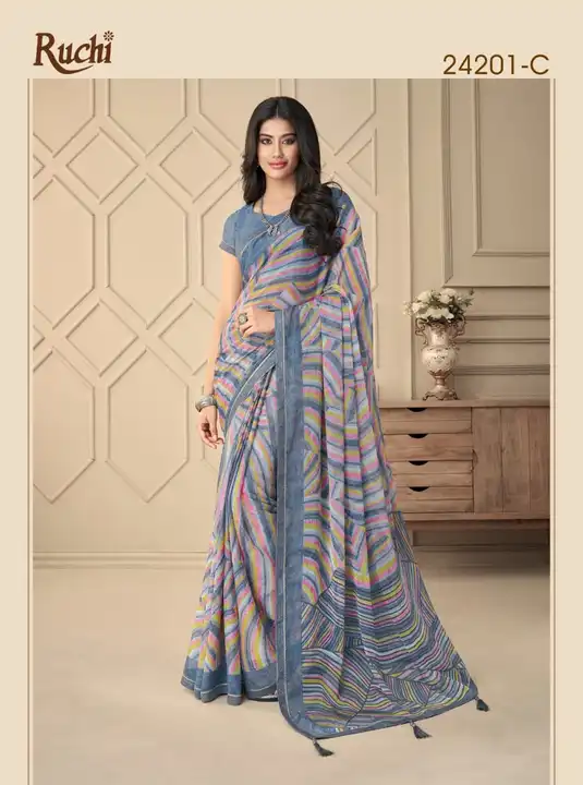 Hello,

Ruchi Sarees 
Presents
"VANILLA"

1. Catalog - Vanilla.
2. Pcs. - 12.
3. Fabric - Chiffon Sa uploaded by business on 8/23/2023