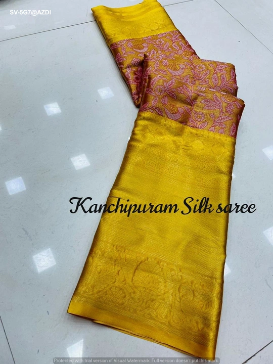 Kanjivaram silk zari weaving with peacock design  uploaded by Suyukti Creation on 8/23/2023