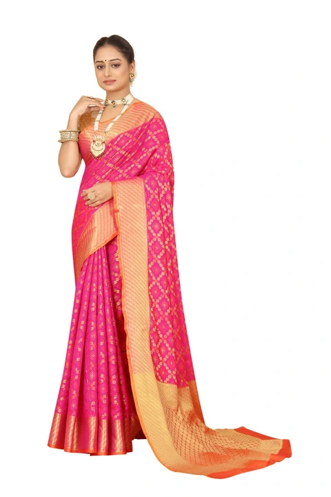 Cotton silk Bandhani Patola Pink saree uploaded by business on 8/23/2023