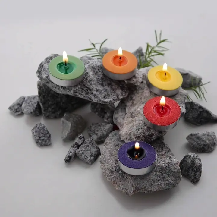 colored full Tealight candles Paraffin Wax long burning candle 3 hour  (pack of 50 unscented) uploaded by ATUL terracotta on 8/23/2023
