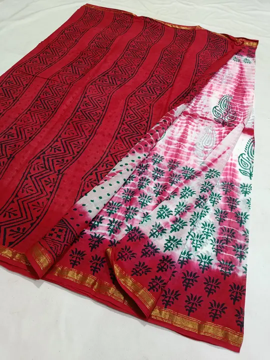 Handblock fancy sibori print mulmul cotton chanderi saree  uploaded by Chanderi ethnic world on 8/23/2023