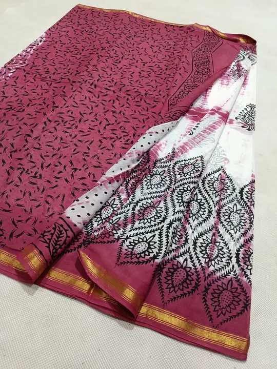 Handblock fancy sibori print mulmul cotton chanderi saree  uploaded by Chanderi ethnic world on 8/23/2023