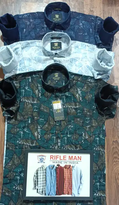 MEN'S SHIRTS COLLECTION

PREMIUM QUALITY 👌

*RIFLE MEN'S BRAND*

SIZE=M L XL

MIN ORDER=100 PIECES
 uploaded by business on 8/23/2023