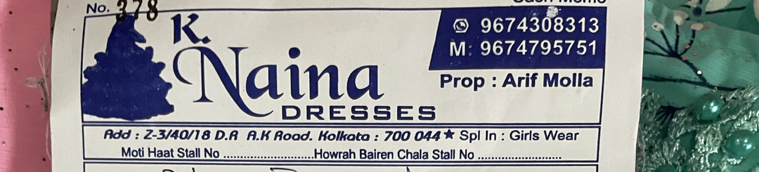 Visiting card store images of K.naina dresses