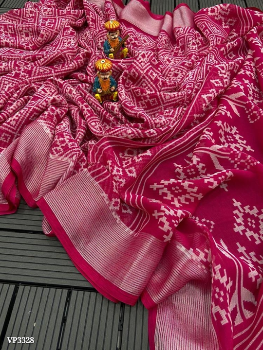 patola printed chiffon saree with zari border* uploaded by Lifestyle Fashion on 8/24/2023