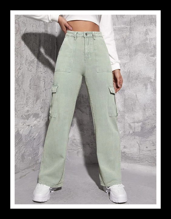 Sage Green flap pocket jeans  uploaded by Shoppingfactory on 8/24/2023