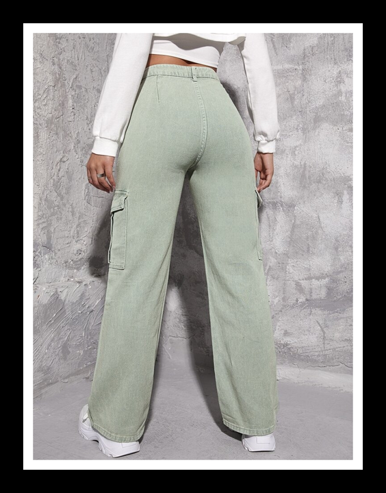 Sage Green flap pocket jeans  uploaded by Shoppingfactory on 8/24/2023