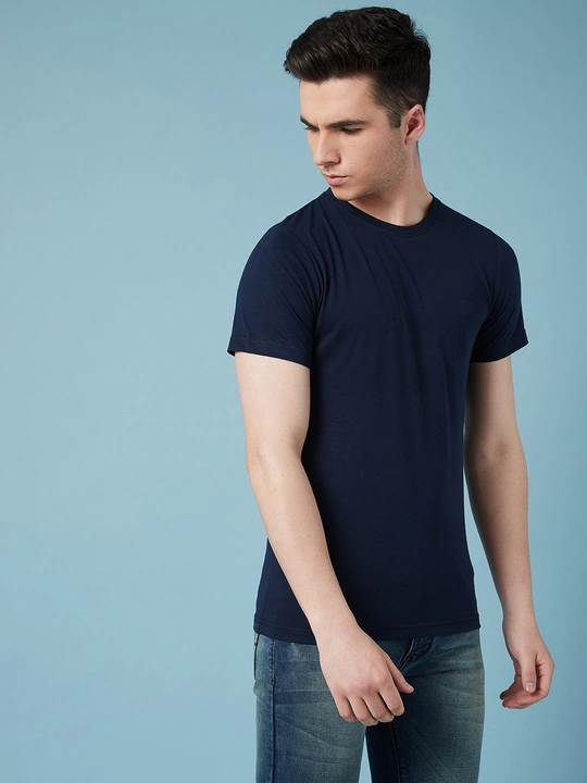 hot button round neck half sleeve solid navy blue t-shirt for men! uploaded by business on 8/24/2023