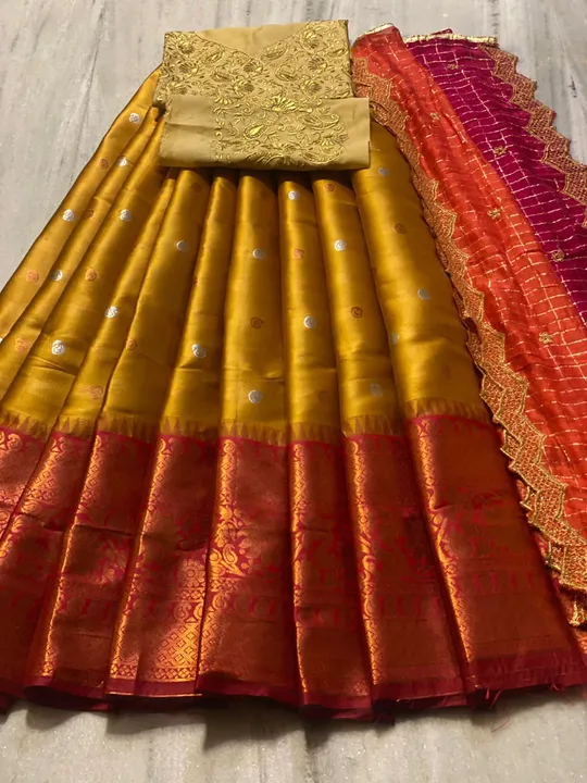 *LEHANGA UNSTICH MATERIAL YOU CAN WEAR YOUR SELF*

🎯ITS VOX HALF SAREE NOW TRENDING 

🕊️Kanjiveram uploaded by Villa outfit on 8/24/2023