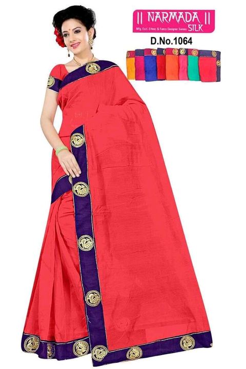 Fancy Chanderi cottan fancy lace boder work saree uploaded by business on 8/24/2023