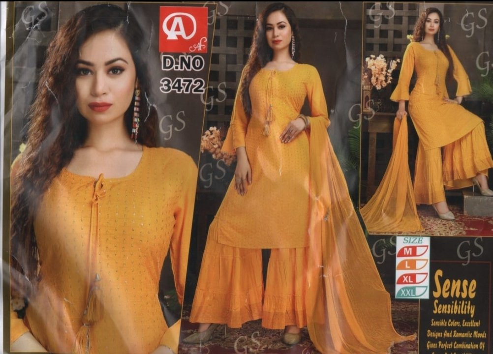 Kurti with plazo and dupatta set uploaded by business on 8/24/2023