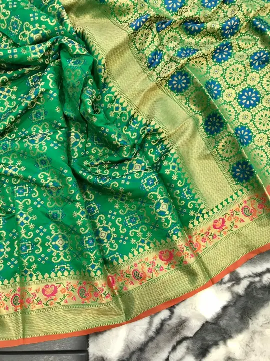 Pure patola silk saree with paithani and patola fusion uploaded by business on 8/24/2023