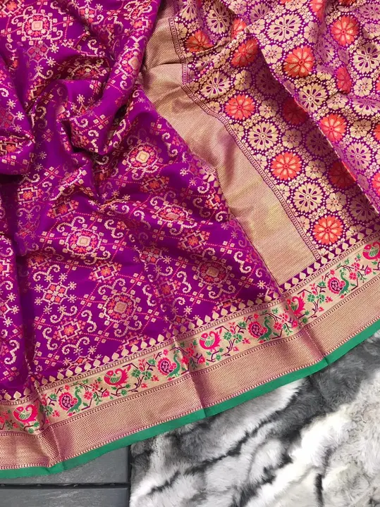 Pure patola silk saree with paithani and patola fusion uploaded by Suyukti Creation on 8/24/2023