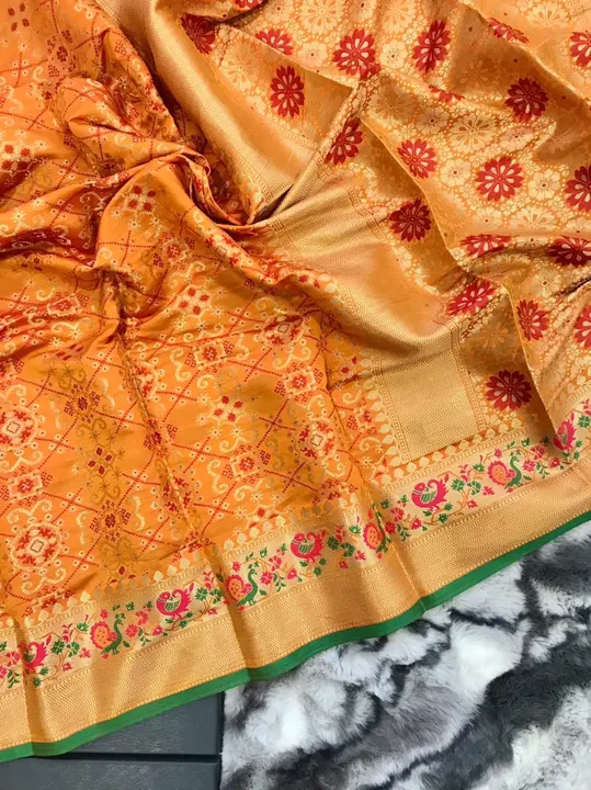 Pure patola silk saree with paithani and patola fusion uploaded by Suyukti Creation on 8/24/2023