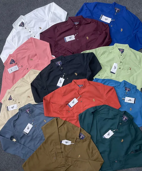 *Us polo kurta style shirt *
Fabirc - carbin twill silicon wash 
Size - M L xl xxl
Colour -12

Set-4 uploaded by Madaan enterprises on 8/24/2023