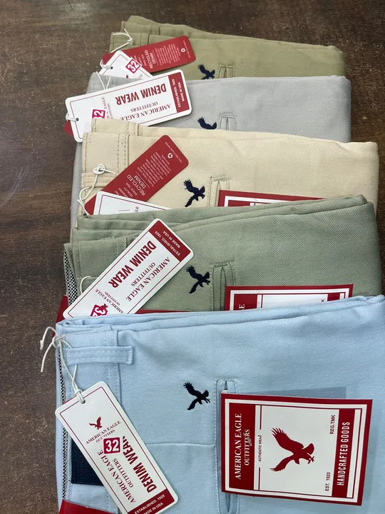 American eagle 🦅 
*Dauble cloth lycra dobby *
Size - 28-30-30-32-34
Colour - 6 
Set-30
*450 + garm  uploaded by Madaan enterprises on 8/24/2023