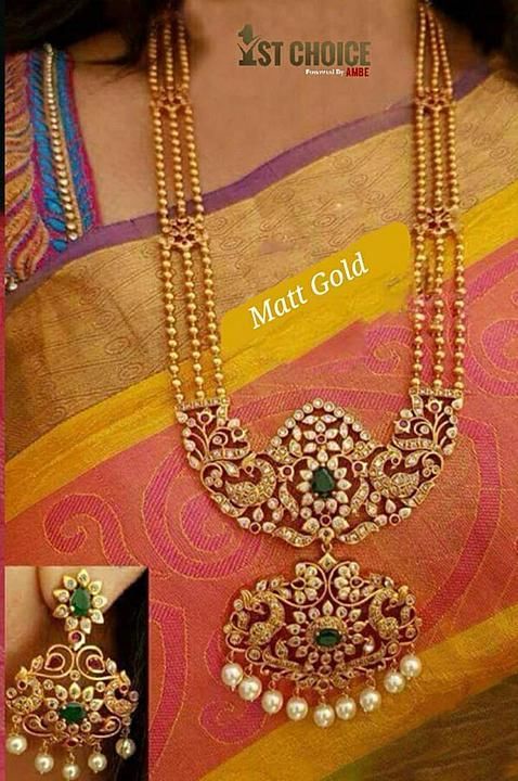 matt gold ad stone nacklace uploaded by mahalaxmi collections on 7/17/2020