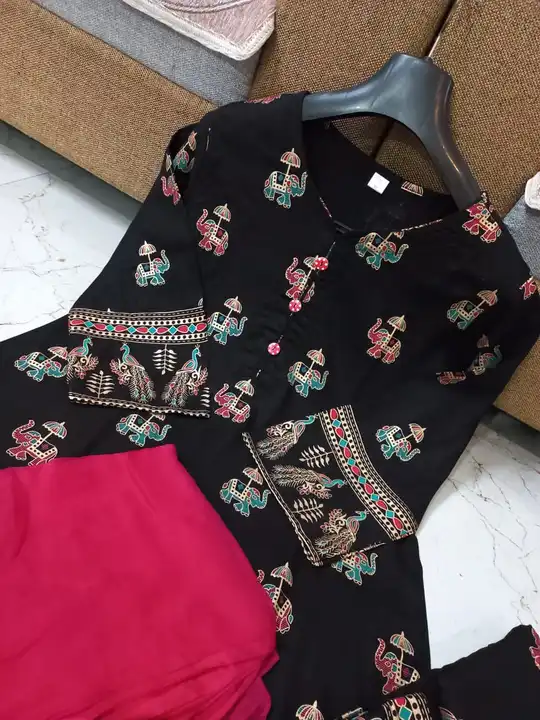 *Reyon fabric printed kurti with pant and Nazmin Dupatta* uploaded by business on 8/25/2023