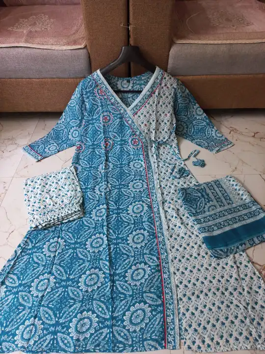 Beautiful Rayon Fabric  Printed Anarkali angarkha long Kurti  With pant And Printed Dupatta   Heavy  uploaded by PRASACHI on 8/25/2023