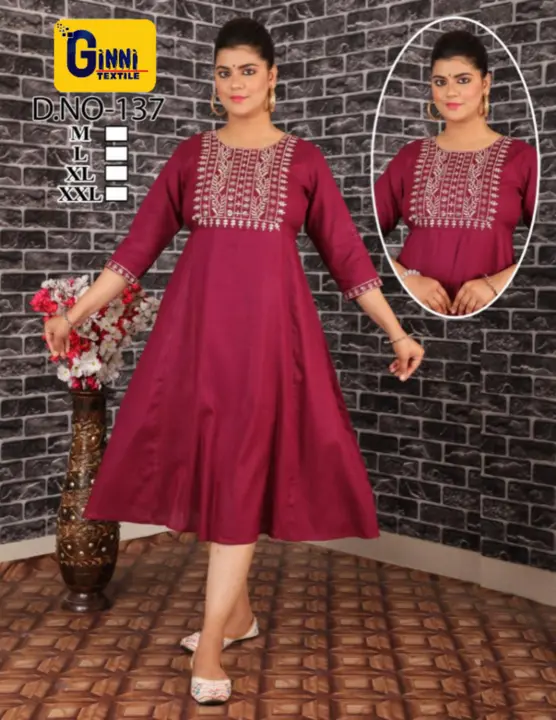 Rayon Printed Anarkali with neck work 350/-
4pc combo (M,L,XL,XXL) uploaded by GINNI TEXTILE on 8/25/2023