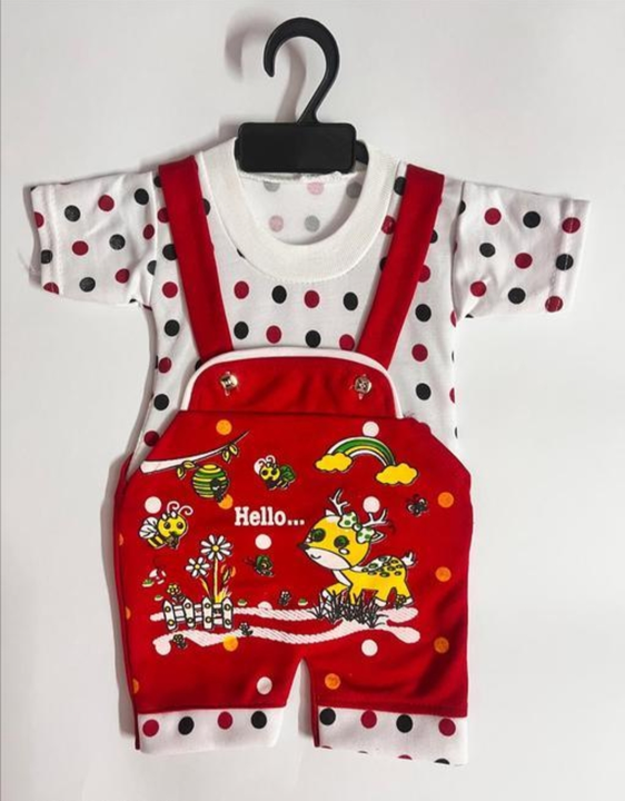 Kids Red white cotton printed Dungaree Set uploaded by Reconcile on 8/25/2023
