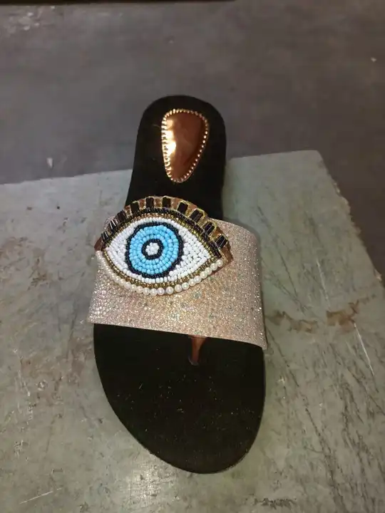 Fancy Black Women Flats Slippers With Eye Design daily use Chappal For Ladies uploaded by TOHR on 8/26/2023