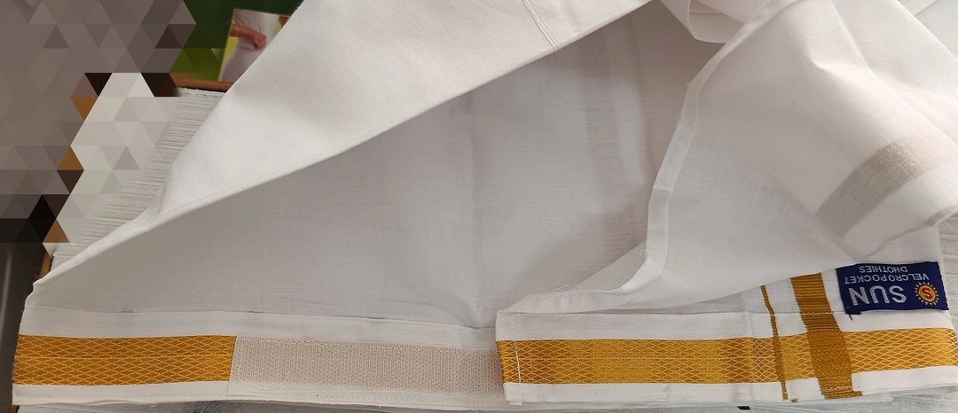 White golden border lungi with velcore and pocket  uploaded by Arihant Handloom  on 8/26/2023
