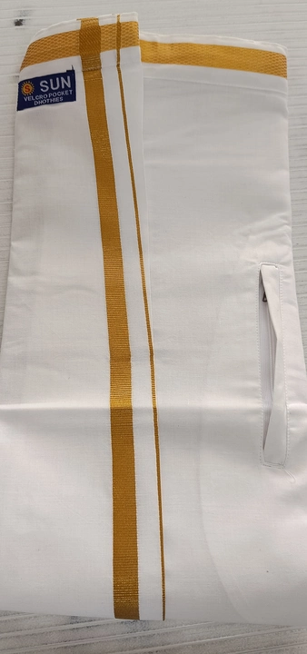 White golden border lungi with velcore and pocket  uploaded by Arihant Handloom  on 8/26/2023