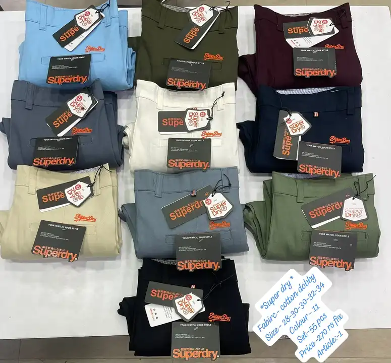 *Super dry * 
Fabirc - cotton dobby 
Size - 28-30-30-32-34 
Colour - 11
Set-55 pcs 
Price -270 rs fi uploaded by Madaan enterprises on 8/26/2023