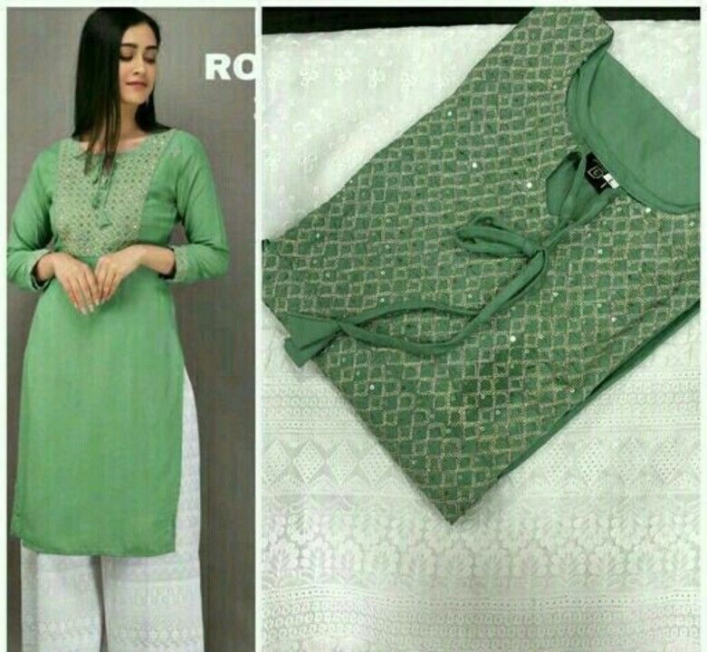 Women Rayon A-line Embroidered Long Kurti With Palazzos
 uploaded by business on 3/20/2021