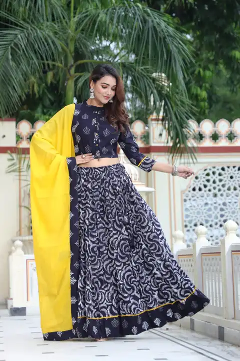 Top & skirt with mulmul duptta Lehenga choli  uploaded by S S block printers  on 8/27/2023