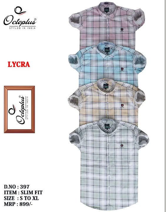 Octoplus casual Lycra checked shirts for men  uploaded by business on 8/27/2023