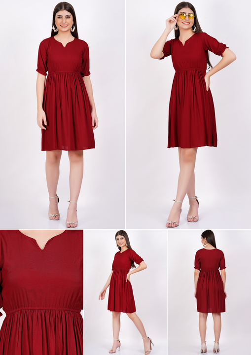 Post image This beautiful solid dress is made from a high quality, soft &amp; flowy fabric, it drapes beautifully on the body for a flattering and comfortable fit. This dress has a elastic waist for perfect fit and a stunning neckline that adds a touch of elegance.