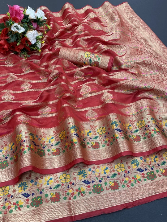 Banarasi organza saree with Rice pallu  uploaded by Krisha Enterprise on 8/27/2023