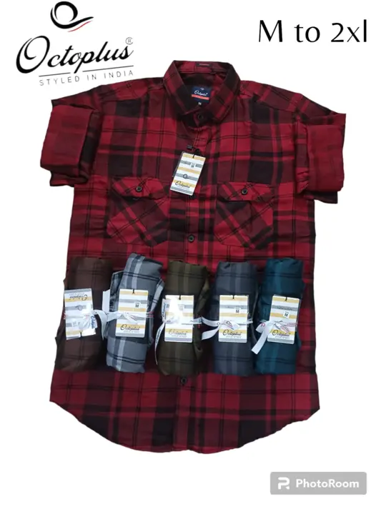 Octoplus casual double pocket checks shirt for men  uploaded by HANJARI TEXTILE on 8/28/2023